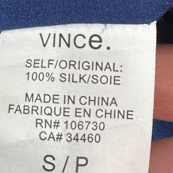 Vince 100% Silk V-Neck Mini Dress S Blue Short Sleeve Minimalist Quiet Luxury - Picture 6 of 6